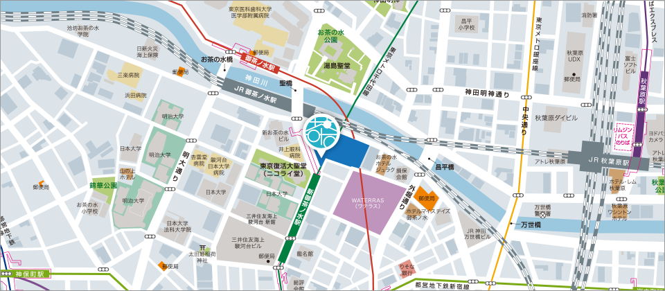 御茶ノ水ソラシティ周辺の地図